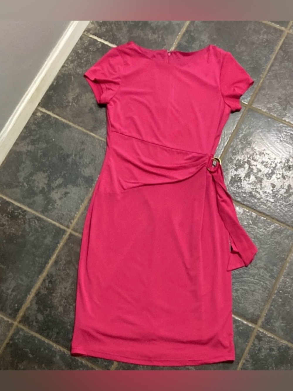 Classic Wrap-Accent Women's Dress in Fuchsia Size 8